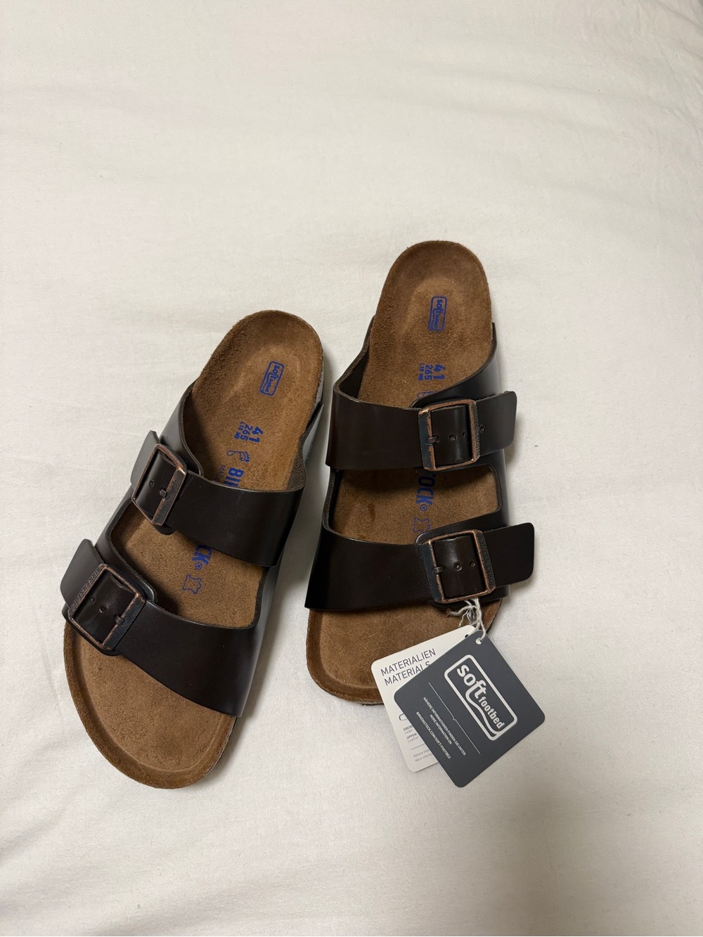 Birkenstock Dark Brown Two-Buckle Soft Footbed Slides Regular Fit